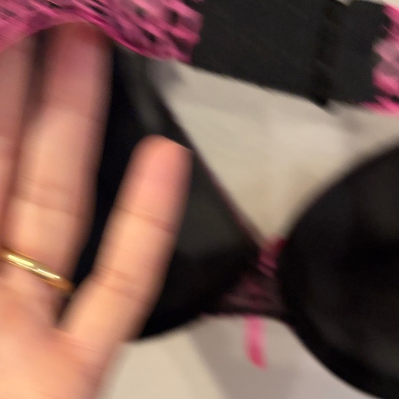 Pink Leopard Print Bra with Black Lace Trim - Picture 5 of 7